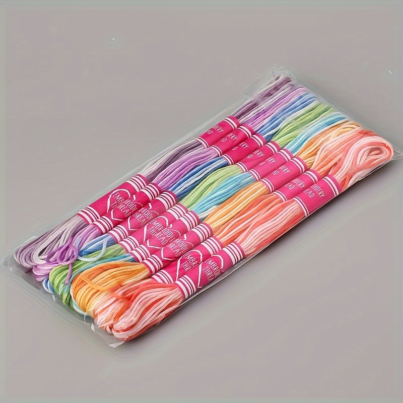 Cross- Thread For Braiding And Embroidery, 8 Meters Per Of Polyester-cotton Gradient Dyed Thread, 8-pack For Knitting And Embroidery