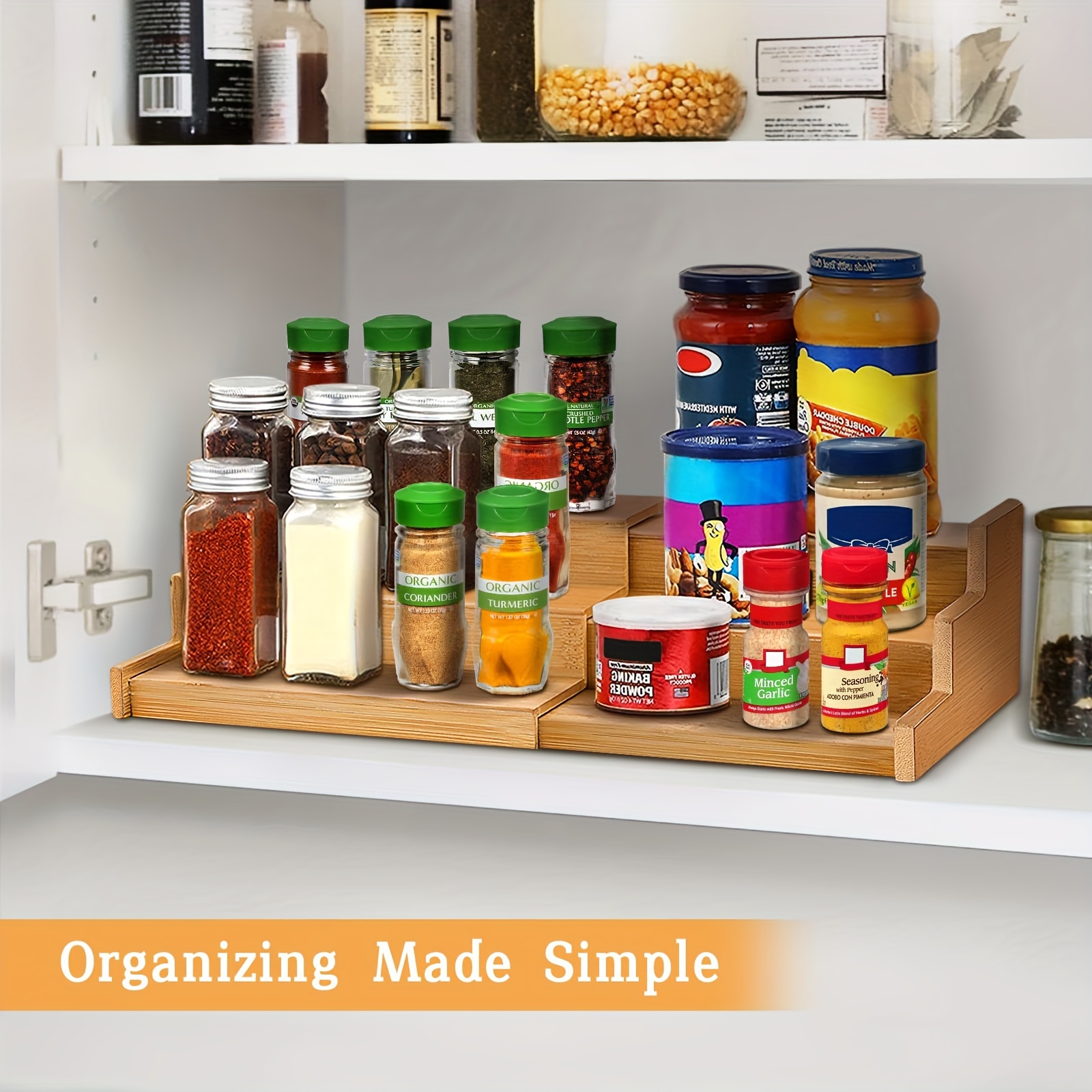 1pc spice rack tiers bamboo expandable display shelf Temu Morocco