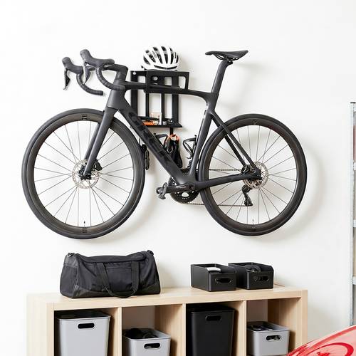 bike wall mount rack indoor bike storage garage bike rack wall mount with shelf and hooks store your helmet and shoes for a mountain or other bicycle