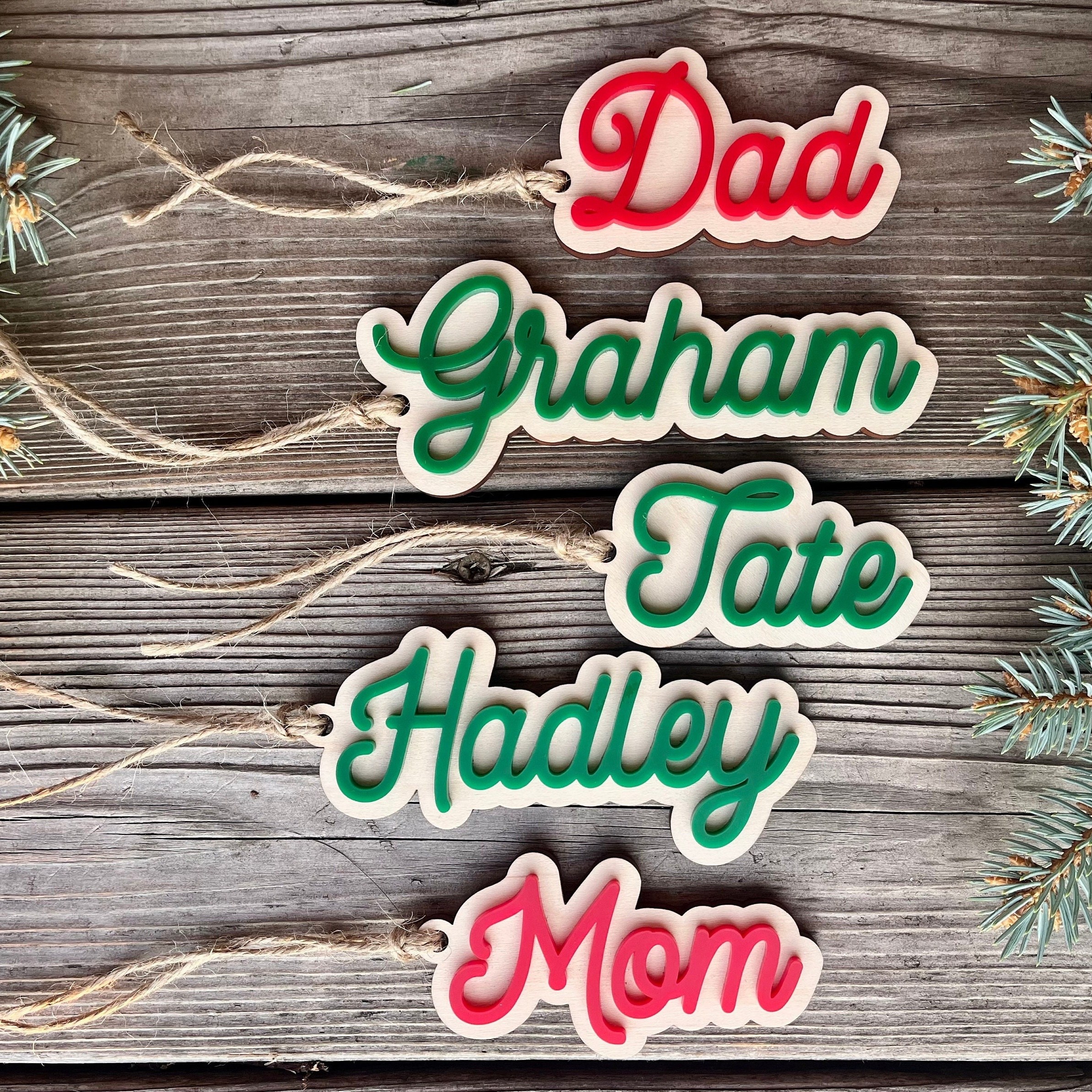 

Christmas , Personalized Wooden Christmas Labels, Customizable , , , Women's Accessories
