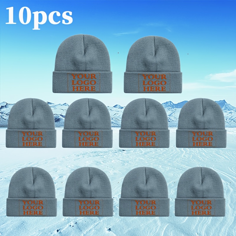 TEMU 10-pack Customizable Photo And Text Winter Warm Hats, Soft And Cozy, Casual Winter Wear - Lightweight And Durable, Unisex - Suitable For Skiing,