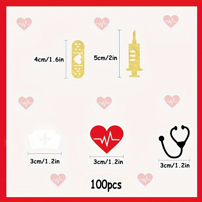 100pcs Of Nurse-themed Confetti, Table Decorations For Nursing School Graduation And Retirement Rn Parties