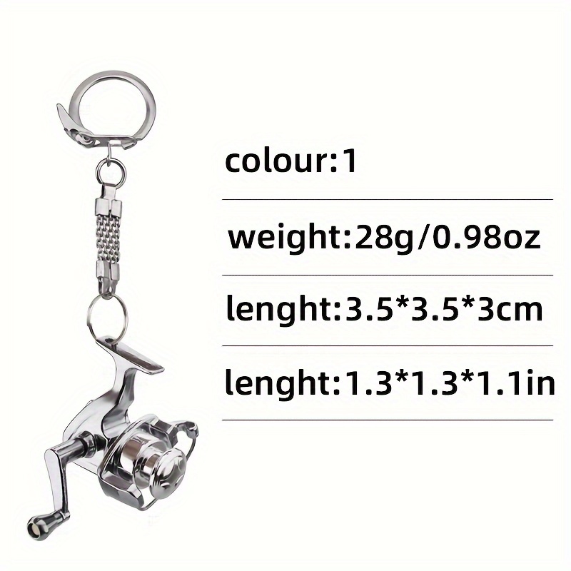 1pc Weihe Metal Fishing Reel Decorative Pendant Mini Fish Wheel Keychain Can Shake Key