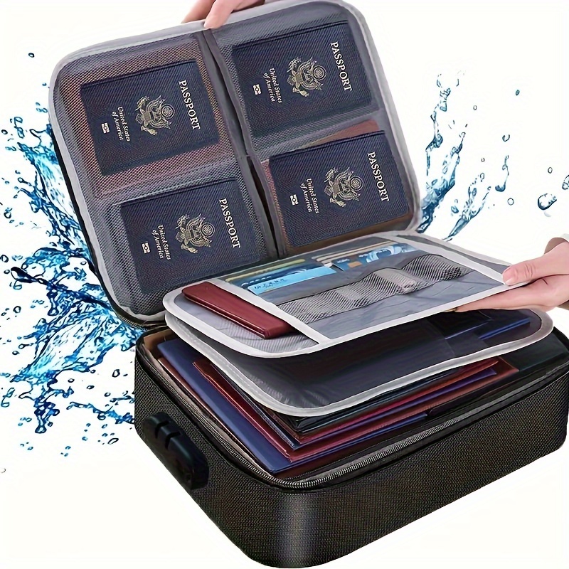 

1pc Waterproof Document Storage Bag With Lock - Large Capacity For Office, Business, And Home - Organize Certificates, Passports, , And More