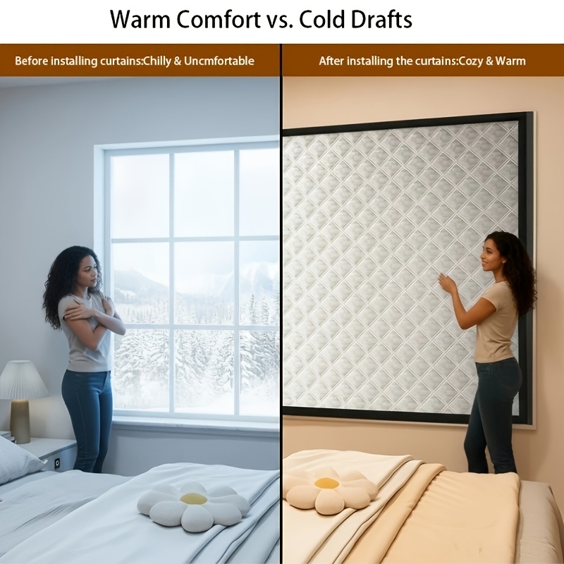 TEMU Composants d'isolation de fenêtre, Rideaux occultants coupe-vent à isolation thermique, pour résistance au froid et à la chaleur toute l'année