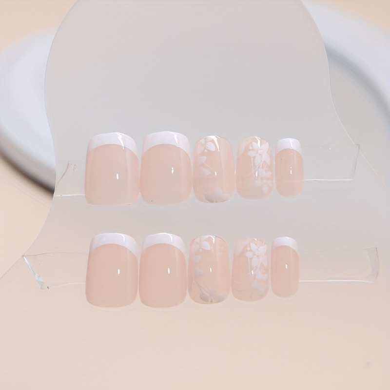 24pcs simple short pure desire cute   on nail stickers for s   a nail file and jelly   Product details 3