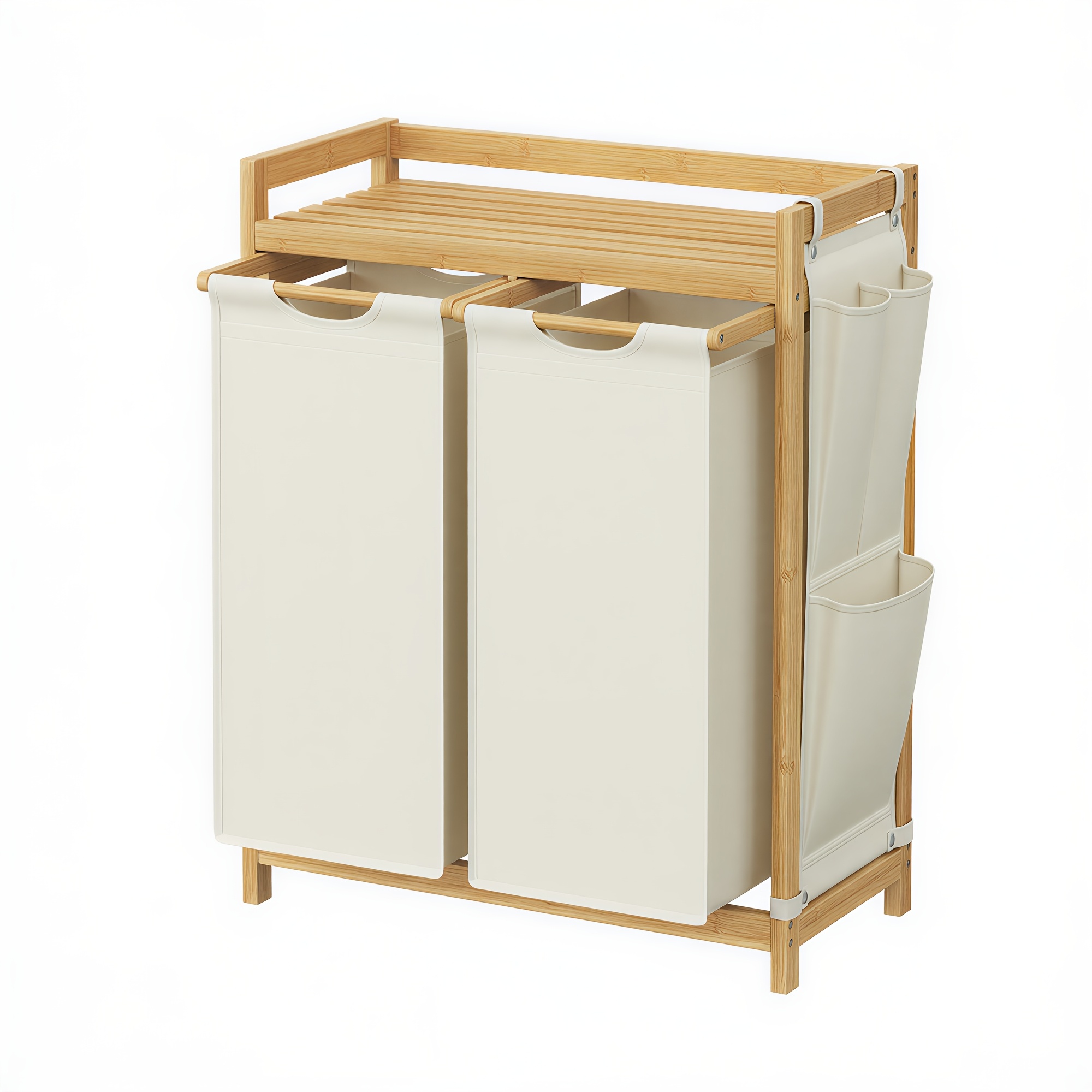 TEMU Cesto para sucia de compartimento, cesta de 100L con estante y bolsillos , para el hogar, , 63 x 33 x 78 cm, cestos para sucia