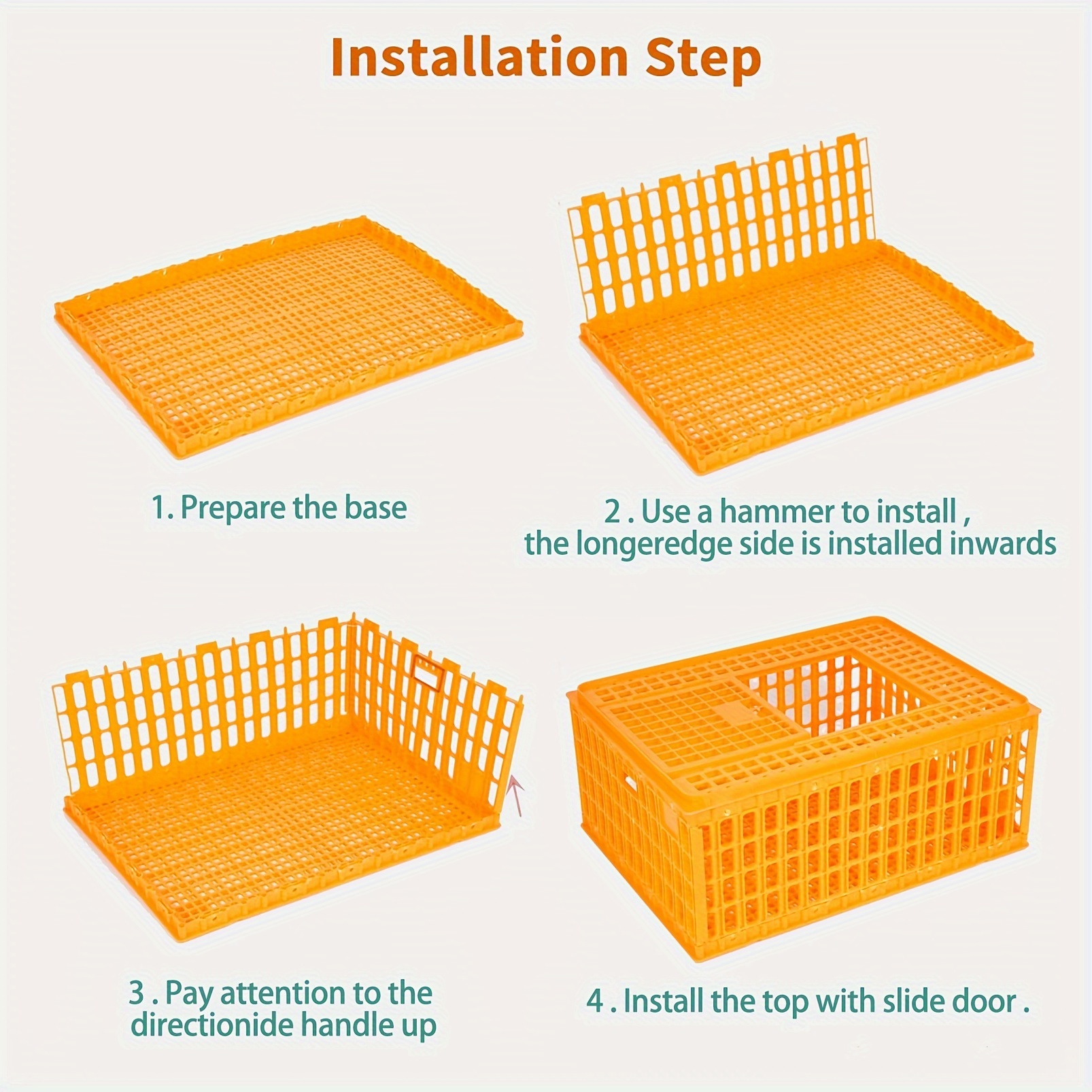 1pc heavy duty plastic poultry transport crate large capacity sturdy and durable top push pull door suitable for adult chicken duck goose details 5