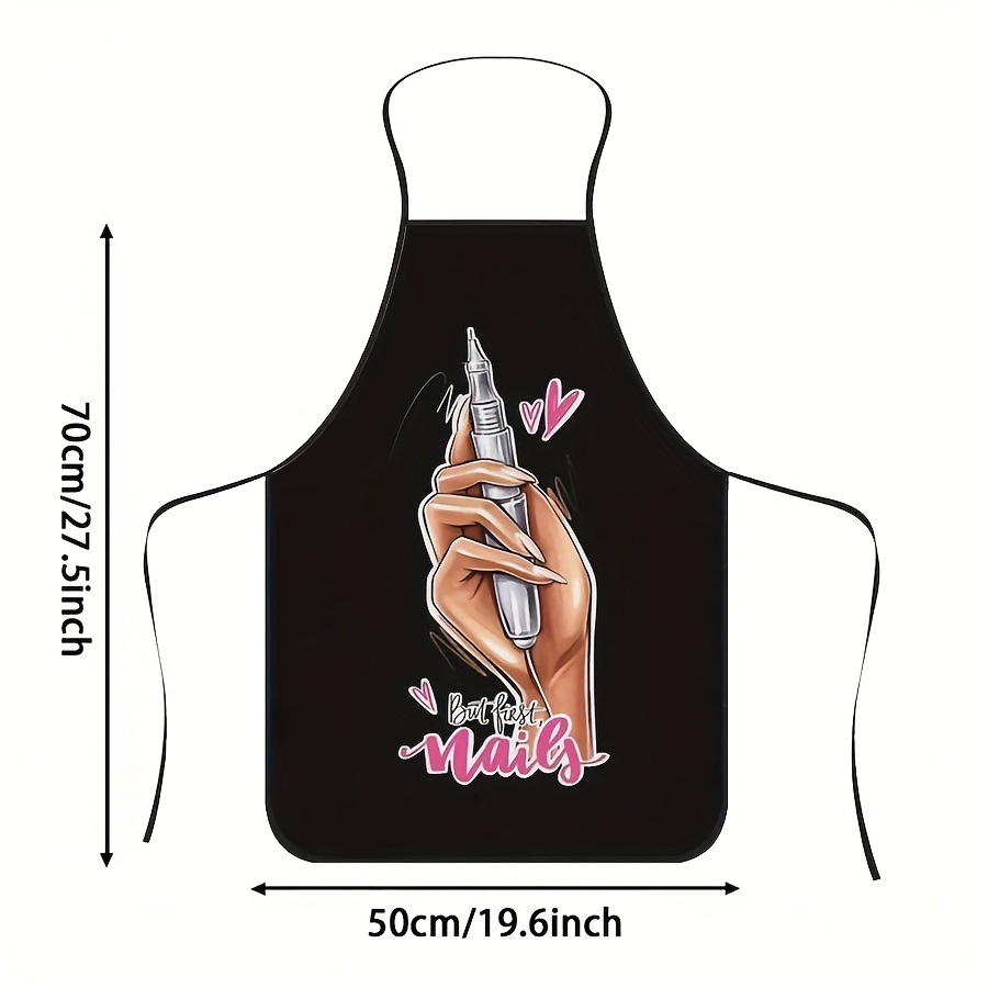 TEMU 1pc Nail Printed Apron, Durable Polyester Material, Suitable For Cooking, Bbq, Gardening, Painting, Manicuring, Unisex, Indoor And Outdoor Use