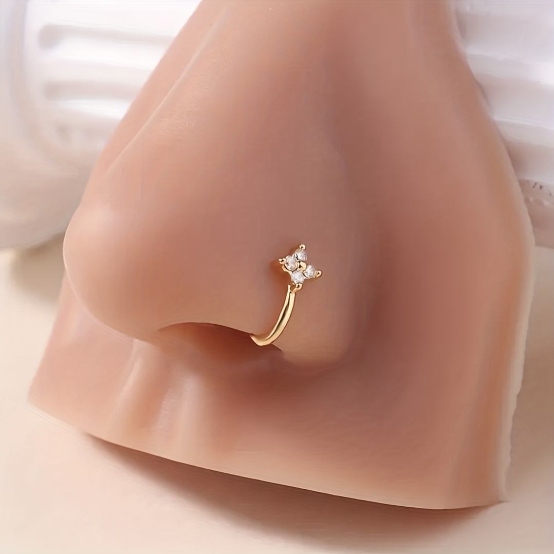 1pc Fashionable Hip-hop Nose Ring And Nose Clip - Sparkling Synthetic Zirconia Inlay, No Perforation Required, Suitable For Daily Wear And As A Gift