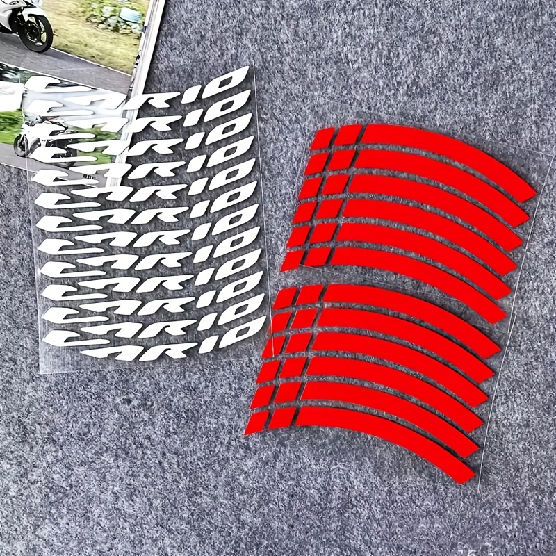 24pcs Motorcycle 14-inch Reflective Stickers, Waterproof Personalized Creative Colorful Tire Warning Stickers
