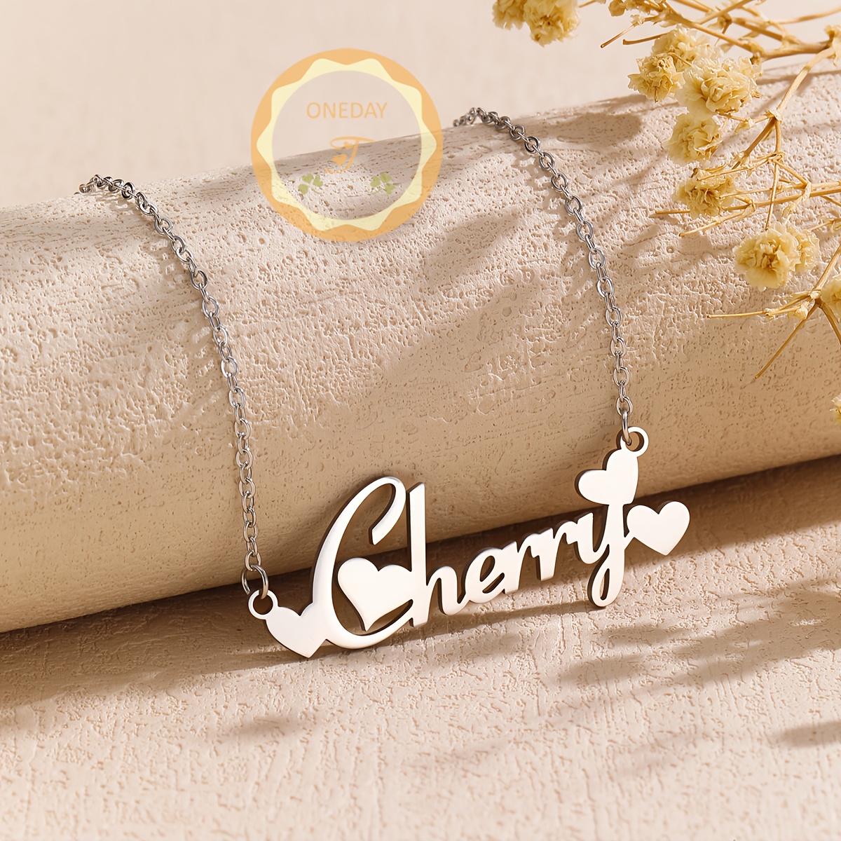 Personalized Heart Name Necklace for Women, Custom Engraved