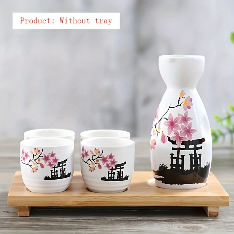 set japanese sake set 1 tokkuri bottle 4 ochoko cups ceramic sake set