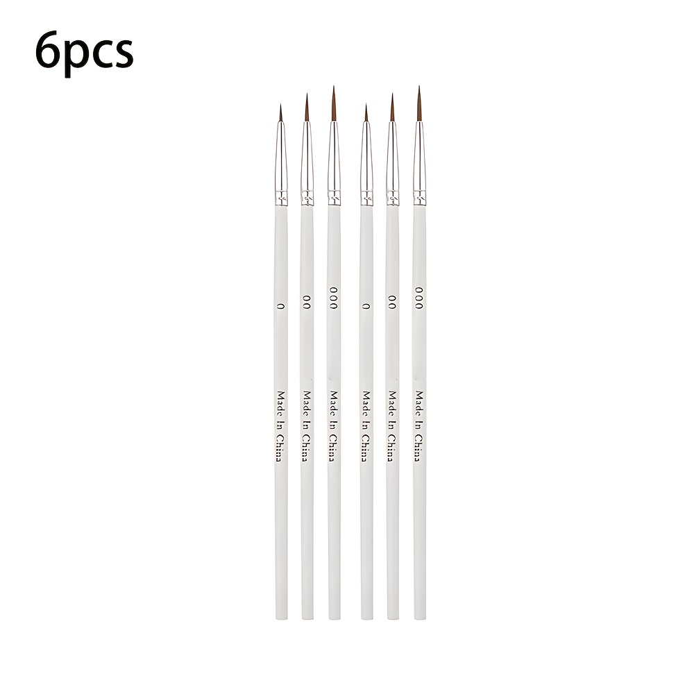 6pcs Professional Nylon Paint Brush Set - Fine Tip, Micro Detail For Watercolor & Oil Painting With Ergonomic Rat Tail Handle