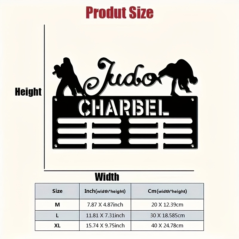 TEMU Support d' de Médailles de Judo Personnalisé - Un support mural personnalisé avec et emplacements pour médailles, facile à installer, parfait