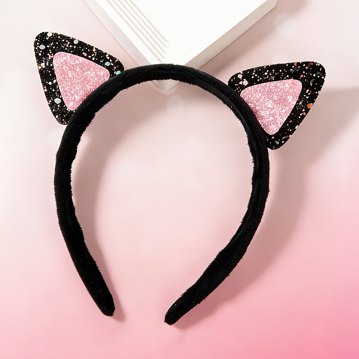 TEMU Bandeau en peluche avec oreilles en poudre de ciboule verte en dimensions, convient pour le lavage du visage, le jeu de rôle, les accessoires de