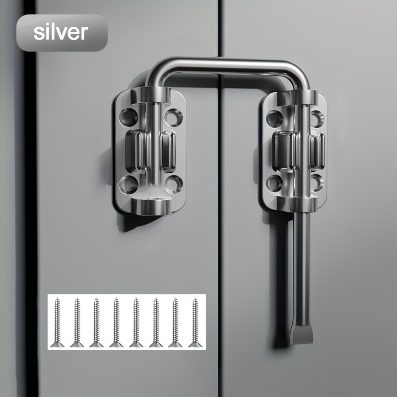 TEMU A Black Stainless Steel Door Lock Latch, Suitable For Doors, Cabinet Doors, And Hotel Doors. This Durable Metal Latch Is And Provides Security