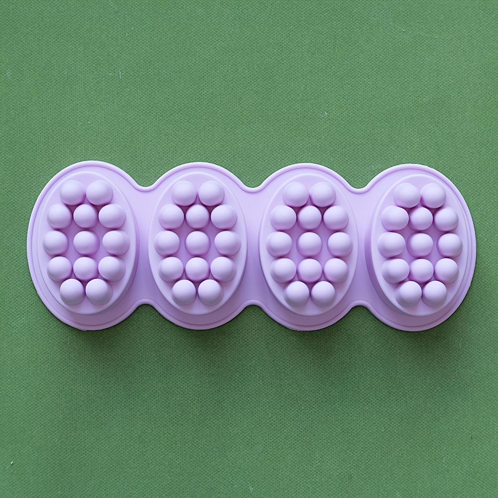 TEMU 1/2/3pcs Silicone Mold With 4-cavity - Pastel Purple/lavender, Non-toxic Soap & Bath Mold For Diy Crafts, Explosion Bath Salts, Massage Soap