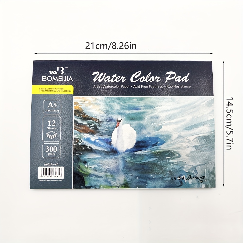 Watercolor Sketch Pad 12 Sheets A4 A5 300gsm Middle Grain Texture Acid
