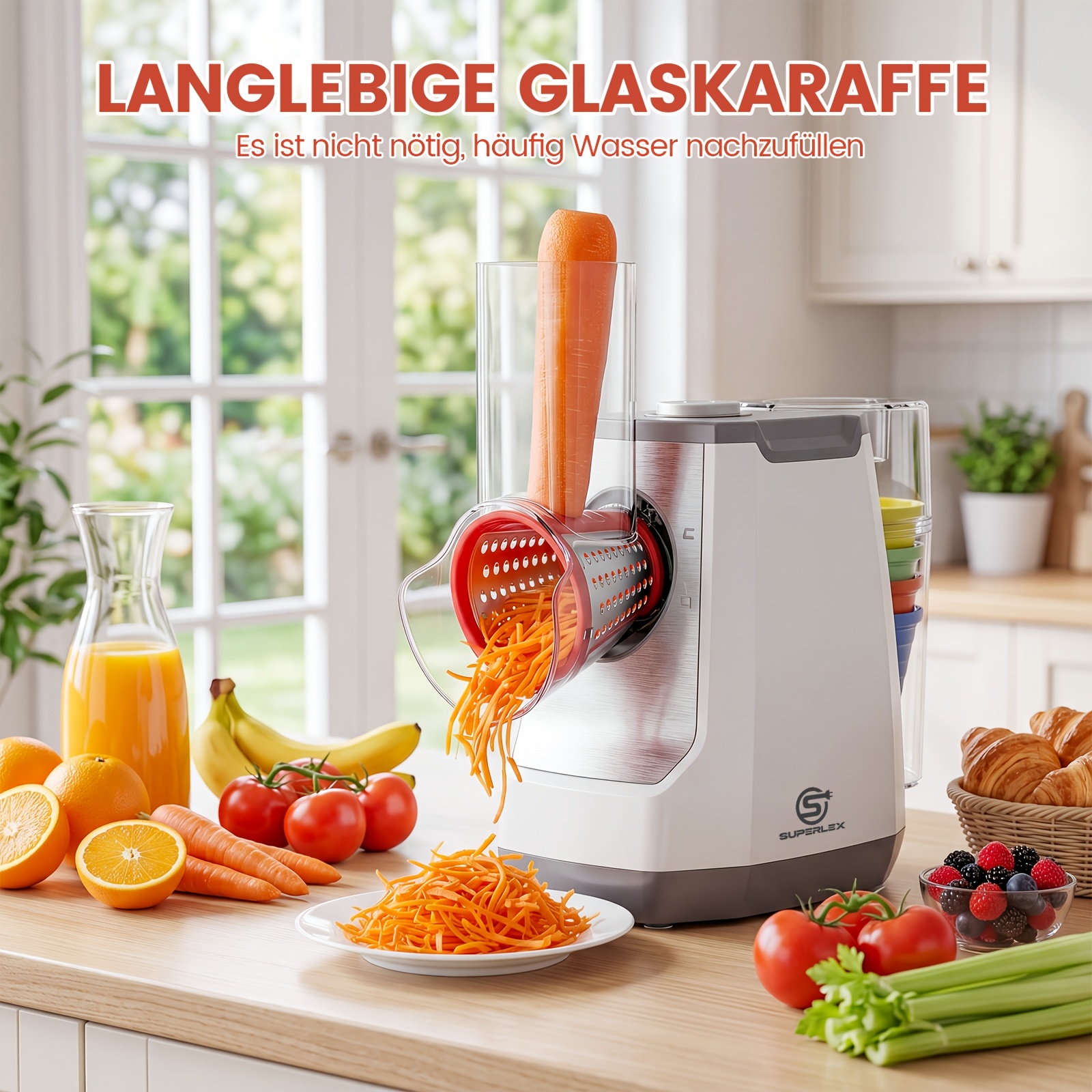 Image of Superlex Multifunctional Electric Cheese Slicer For Home Use, Powerful Food Processor For Fruits, Vegetables And Cheese, Detachable Dishwasher Safe Parts, Operate, Durable And Easy To Clean