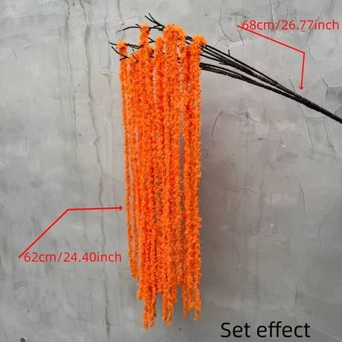 26 pezzi di artificiale - fiori finti arancioni lunghi con nappe in plastica, adatti per da scrivania, per , decorazioni per pareti di sfondo, halloween, ringraziamento, di fiori di peluche , flessibili, decorazioni per stile occidentale