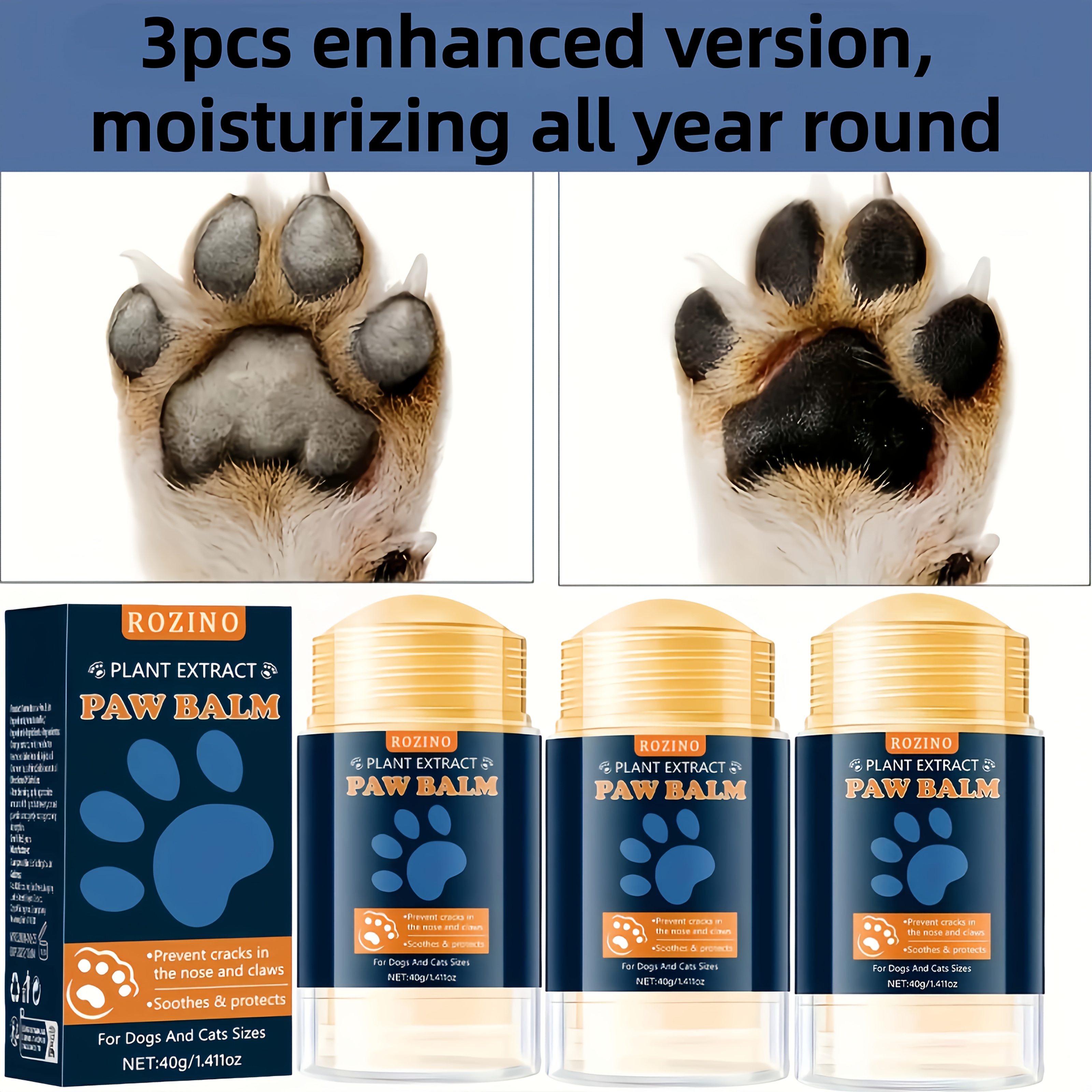 TEMU 3 Packs Best Dog Paw Wax & Cream Suitable For Paws And Nose Care, Coconut Oil Treatment For Dry , Itchy Paws & Cracked Nose, Invisible Barrier,