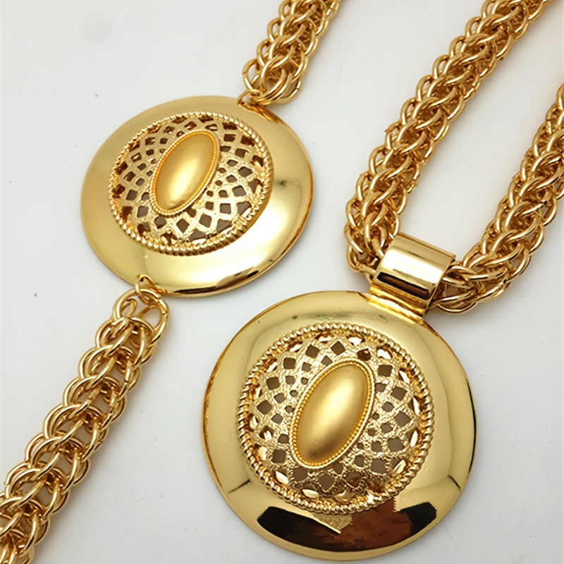   set for women   golden necklace earrings ring bracelet wedding accessories   style   details 1