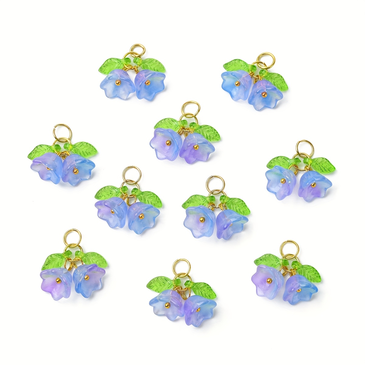 E-shop 10 Doppelfarbige Glas-Windspiel-Blumenanhänger DIY Schmuckzubehör, geeignet für Ohrringe, Armbänder Halsketten DIY Basteln