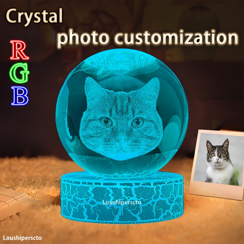 Customizable 3D RGB LED Photo Crystal Ball Night Light