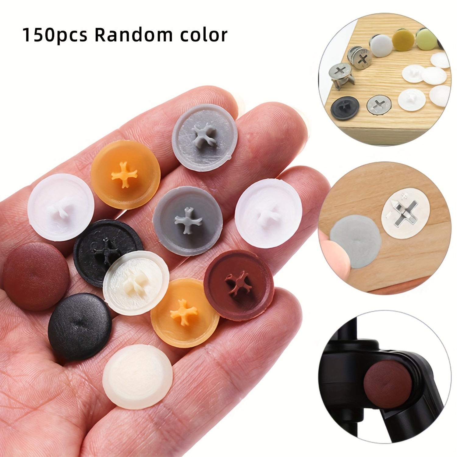 

150pcs Assorted Colors 3-in-1 Plastic Decorative Covers - Head, Wheel & Screw Hole Caps