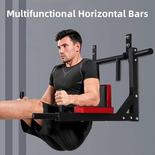 1 multi functional wall mounted pull up bar set black iron horizontal parallel bars for indoor fitness training adjustable height sturdy construction