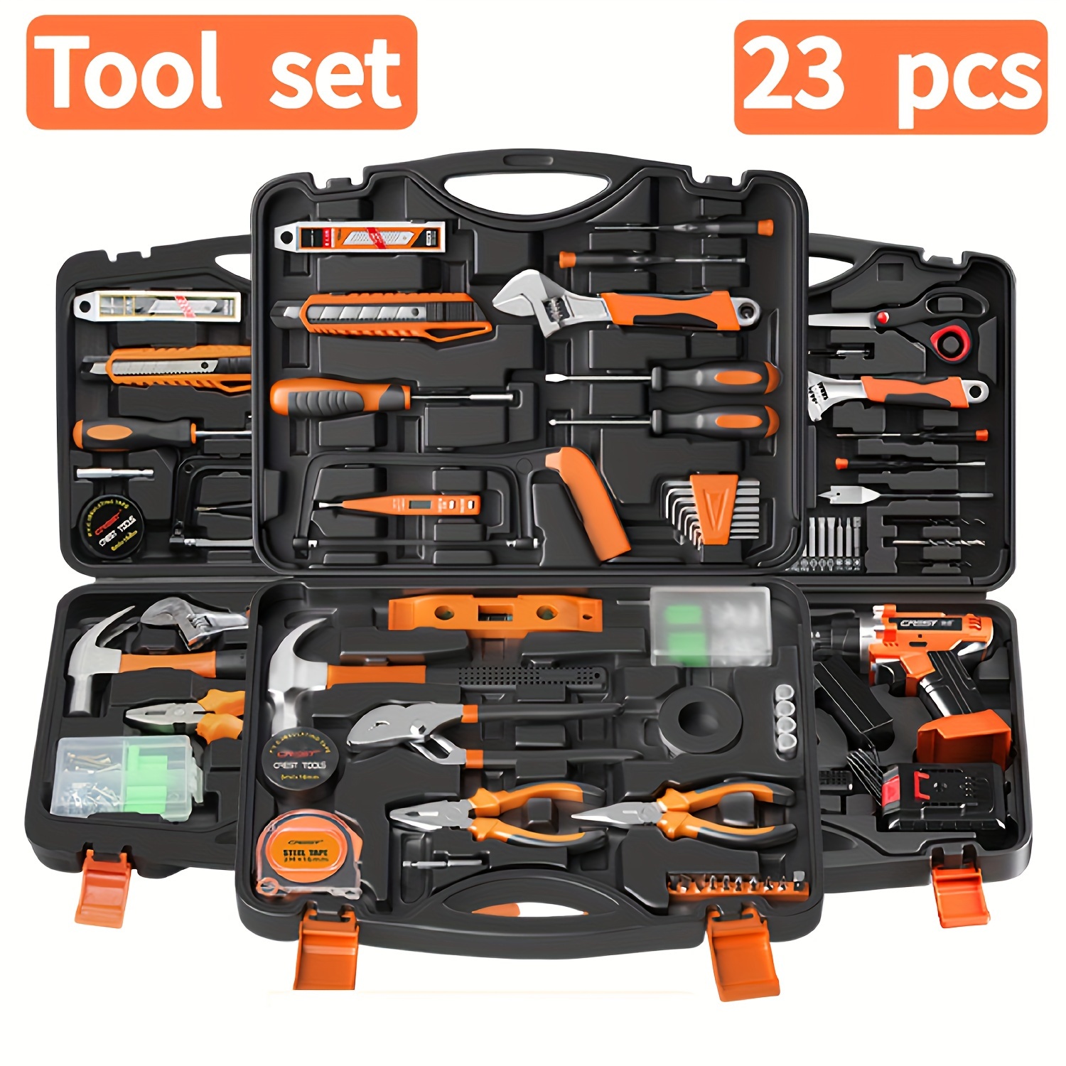 

23pcs Home Repair Tool Set, Durable Metal & Plastic Hand Tool Kit, Diy Household Toolbox With Variety Tools, Long-lasting Home Decoration And Maintenance Essentials