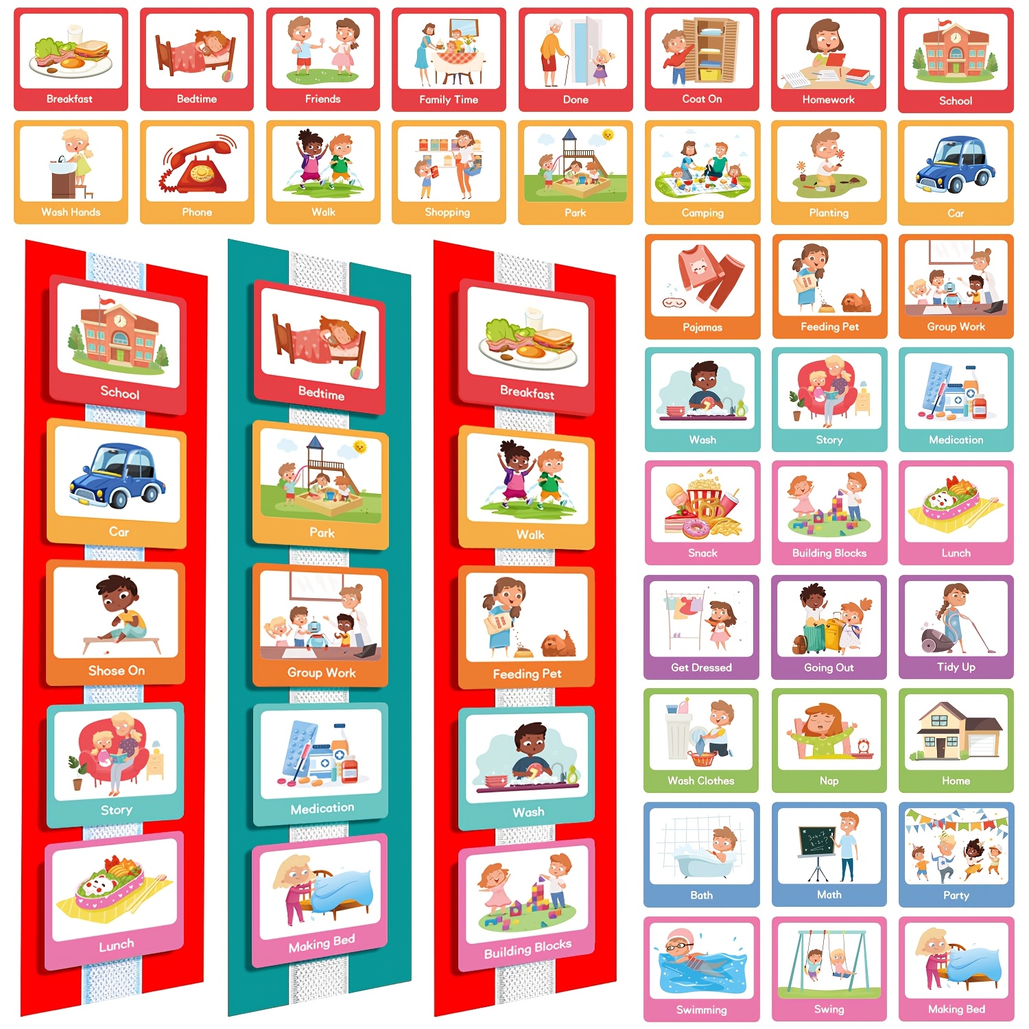 

A Collection Of 60 Visual Schedule Cards For Communication And Daily Planning.