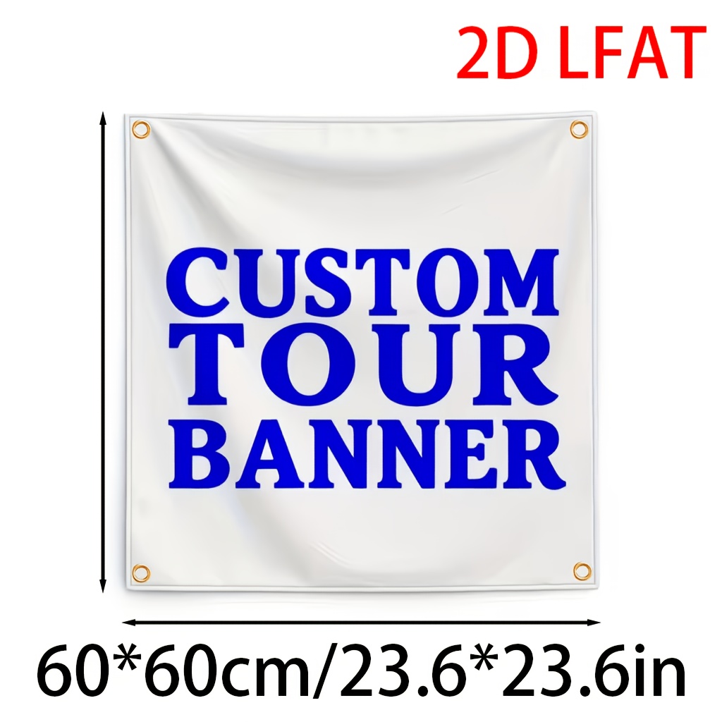 TEMU 2d Flat - 2d Door Banner 2d Flat - 2d Door Banner Custom 2d Flat Square Flag 1pc, Full Print With Logo Text Photo, Hd Fade Resistant, Indoor