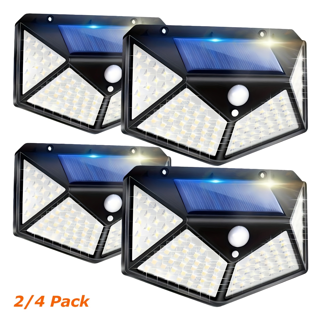 2/4 Pack Of Outdoor Solar Lights With Motion Sensor, Led Solar Light Wall Light For Garden, 100 Leds, 3 Ip44