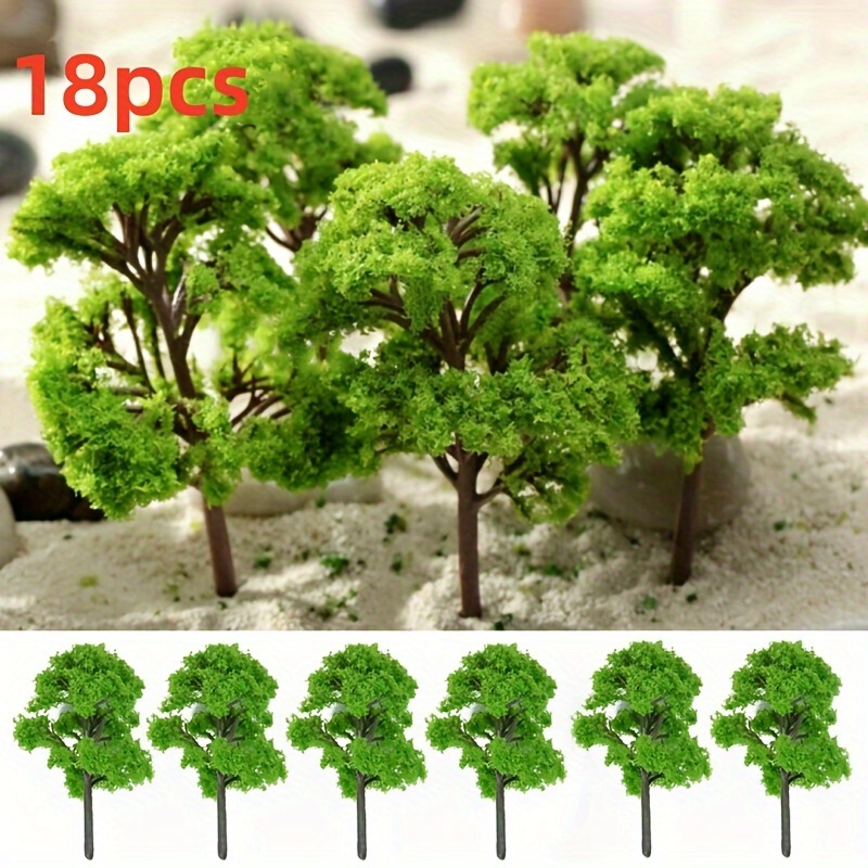 

18pcs Realistic Miniature Trees Set, 12cm Plastic Simulation Flocking Trees For Diy Sandbox Tabletop Scene Model, Craft Decoration