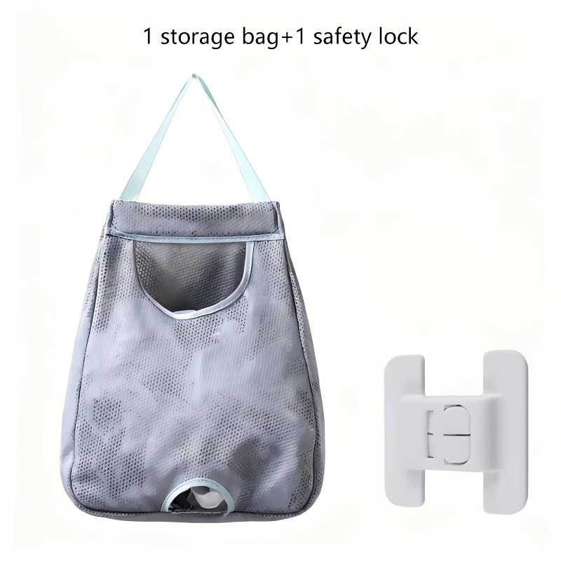 TEMU 2pcs Set (1 Gray Mesh Hanging Storage Bag, Breathable Hollow Double Opening Wall Hanging Storage Bag, Household Cabinet Miscellaneous Sorting