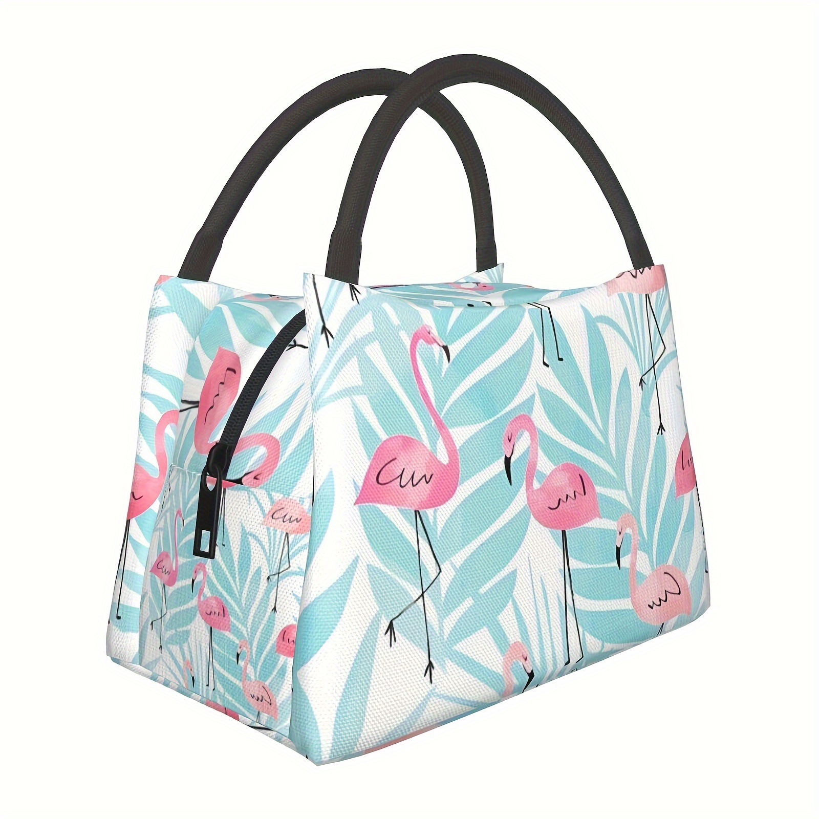 

Universal Flamingo Pattern Insulated Lunch Bag, Reusable Large Cooler Tote With Thermal Zip Closure, Portable Lunch Box Cooler For Travel, Picnic, Office, Work - Polyester Fiber, Normal Waterproof