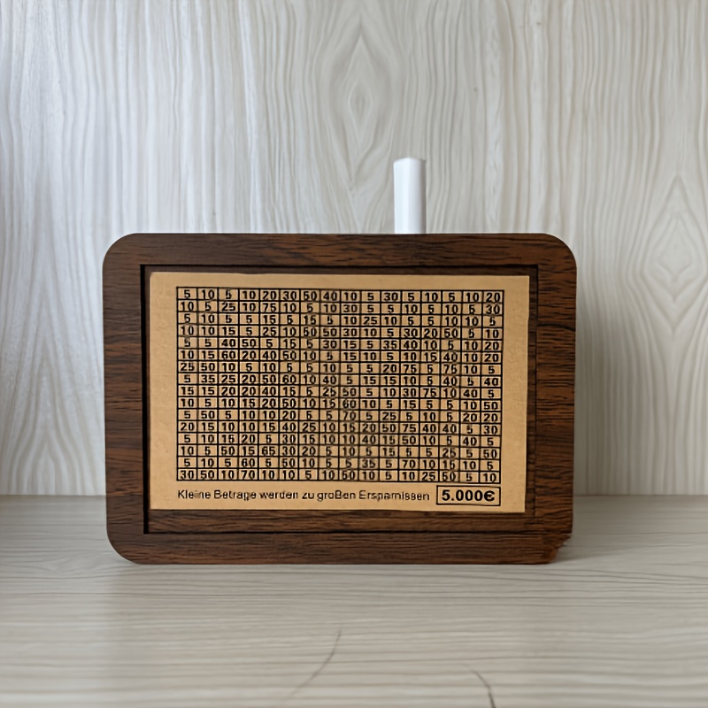 TEMU Salvadanaio in legno fai da te scrivibile, ornamento decorativo per la casa, scatola porta denaro riutilizzabile adatta per monete, banconote e
