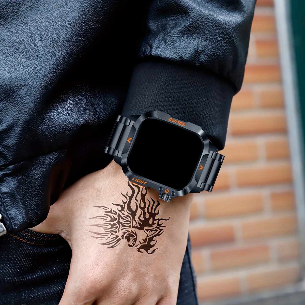 montre intelligente de sport extérieur pour hommes   - écran tactile complet de 2.01, étanche ip68, lampe de poche led &   de mouvement,   fil 5.3, pour   & iphone -   de  , mode multi-sport, notifications dappels & messages - cadeau idéal pour hommes détails 8