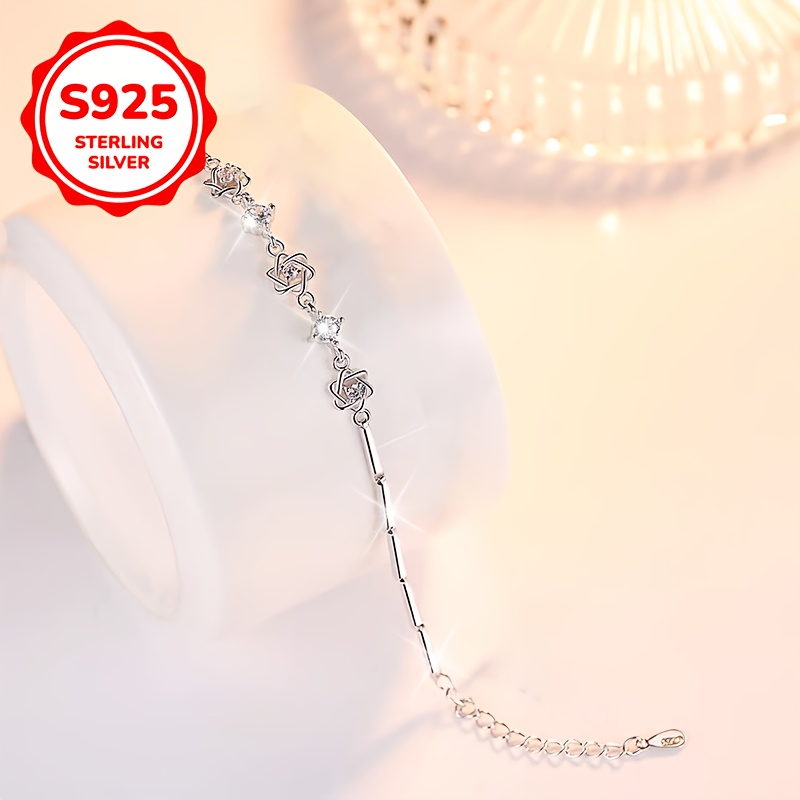 925 Sterling Silver Bracelet with Sparkling Cubic Zirconia