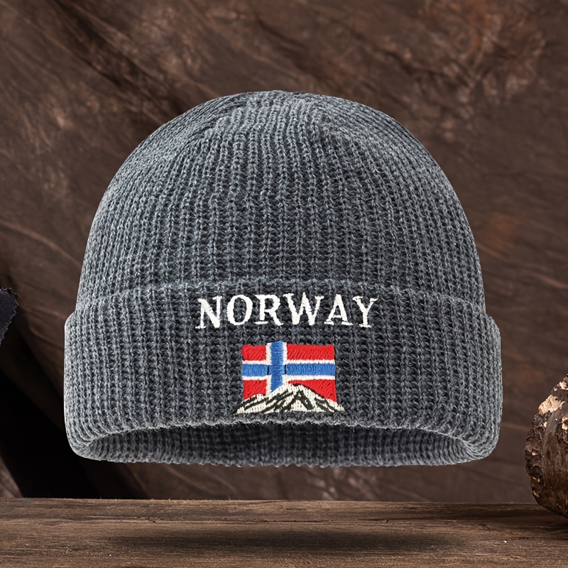 TEMU Cappello in maglia ricamato con divertente norvegese, hip-hop elegante e versatile