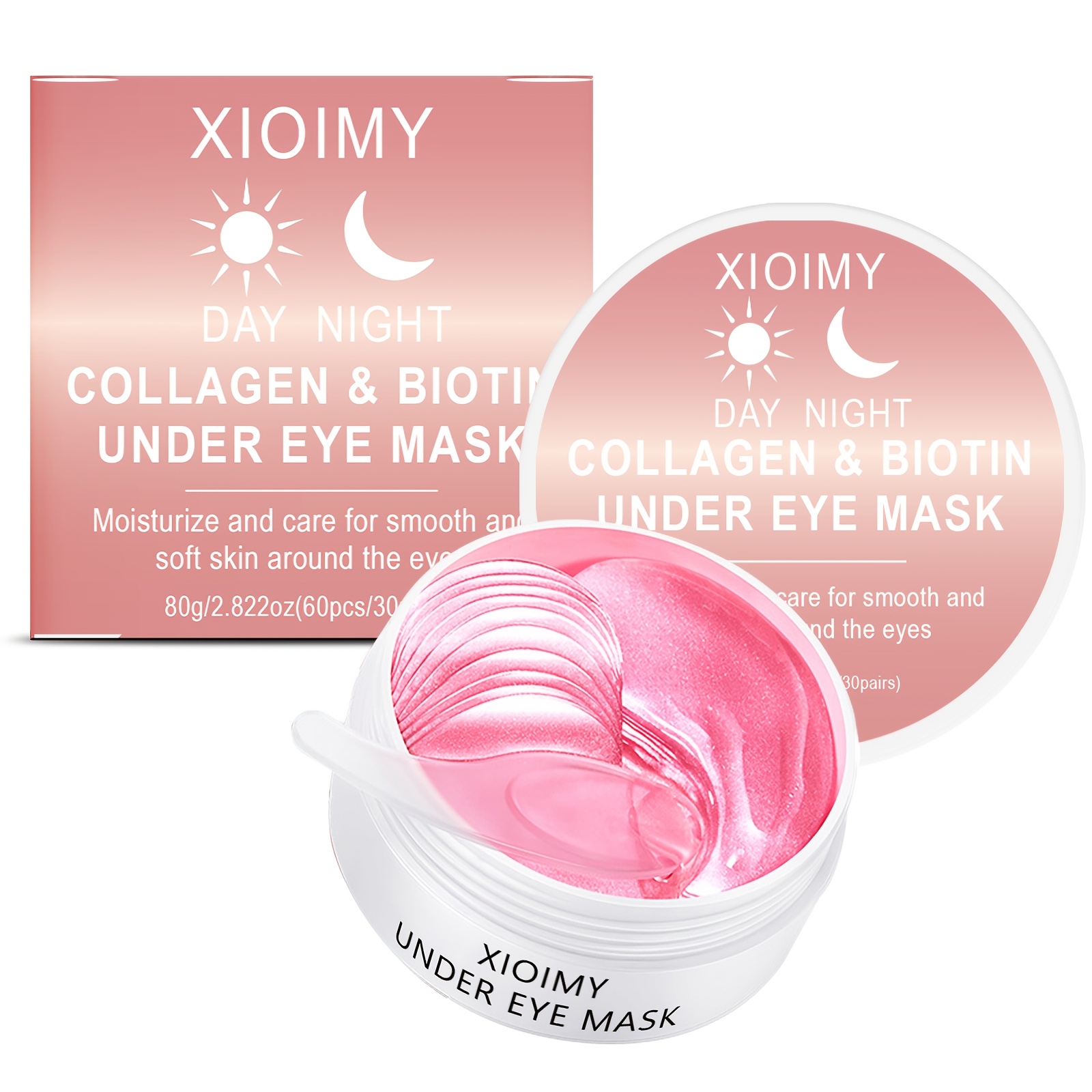Image of 60pcs Day And Night Collagen And Biotin Eye Masks, Moisturizing, Making Skin , , And More Moisturized, The Skin Radiance, Bidding Farewell To And Dry Eye Skin, Suitable For Types