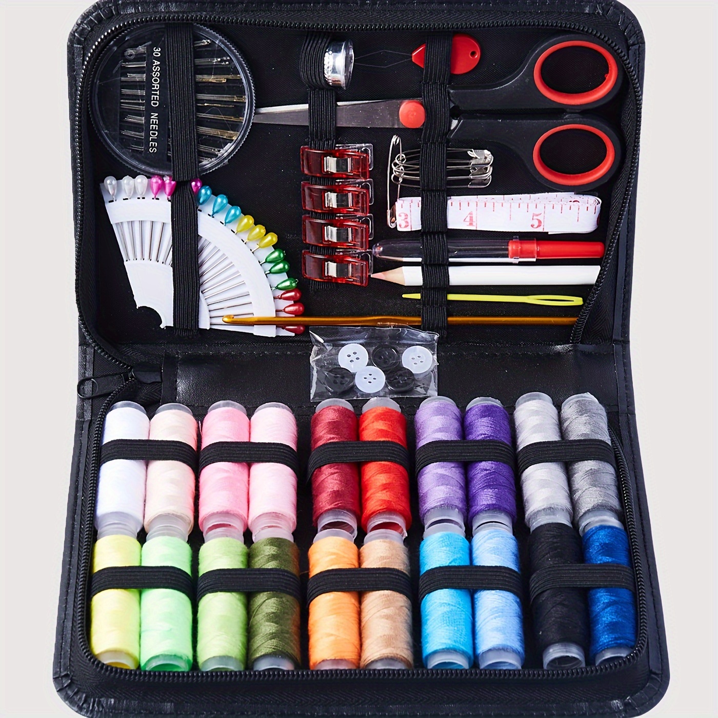 

Compact Travel Sewing Kit With 54/98 Pieces - Includes 20 Assorted Colors Of Thread, Needles, And Essential Sewing Accessories In A Portable Pu Case For Quick Repairs