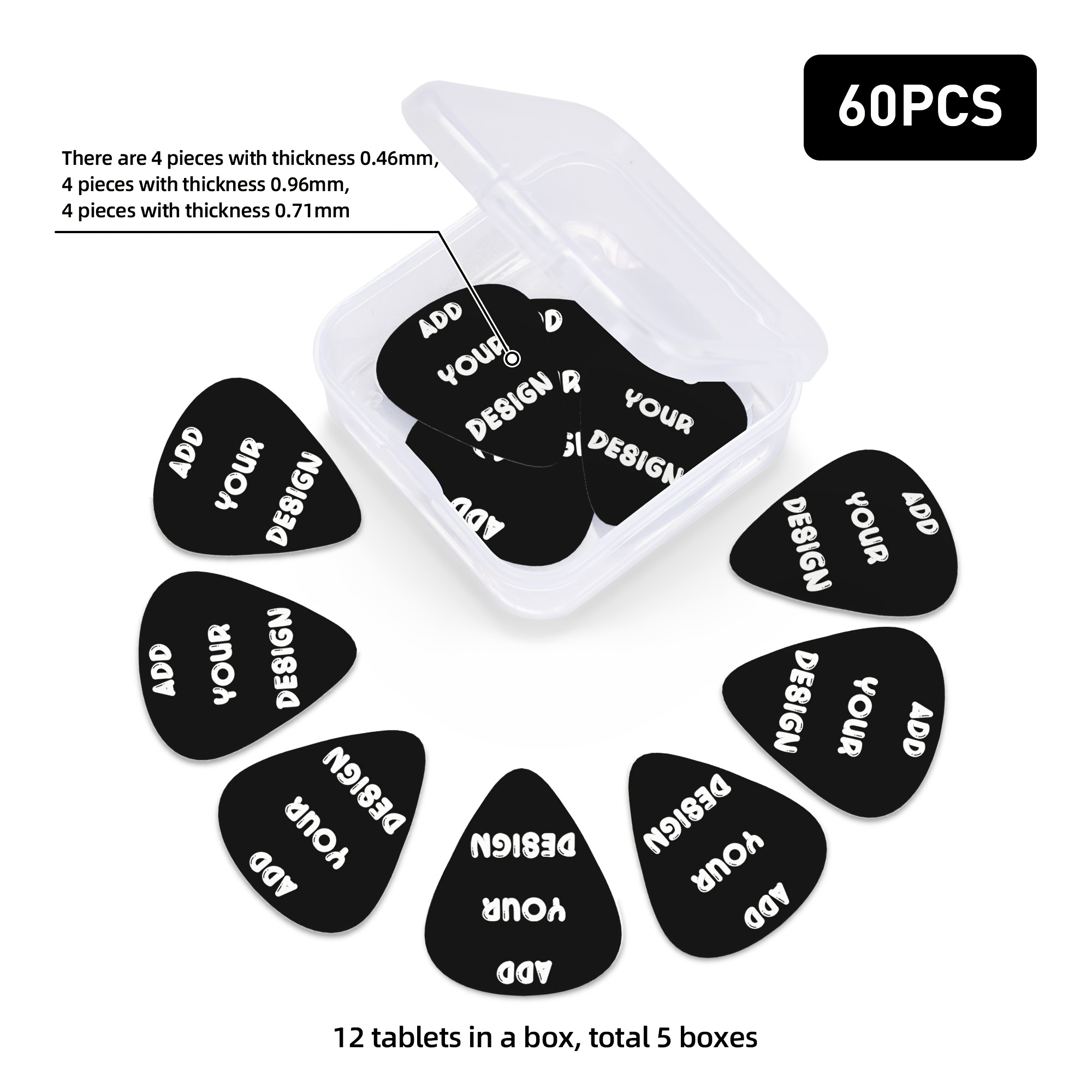 TEMU 60/108/120/144/216pcs Custom Single-sided Printing Guitar Picks, Personalized With Your Photo Text Or Name, Acoustic Electric Ukulele Picks Set,