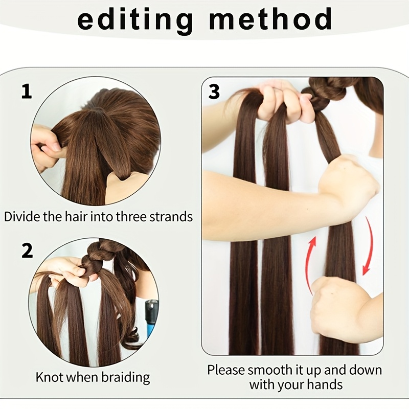 30 inch long braided ponytail extension with headband wrapped around braided ponytail hair extension synthetic ponytail details 3
