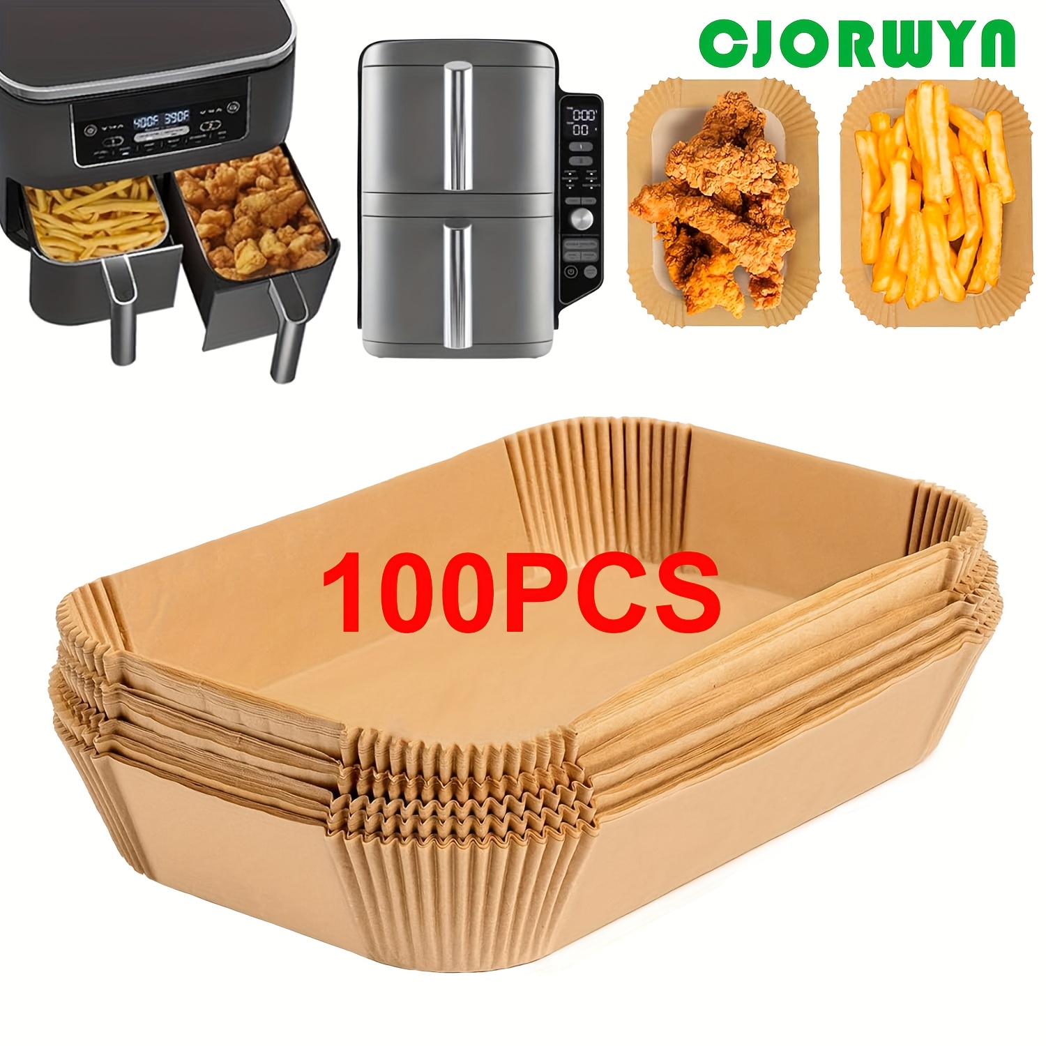TEMU 100pcs Of Rectangular Silicone Oil Paper Liners For Air Fryers, And Disposable Parchment Paper Suitable For And Dual Air Fryers, Kitchen