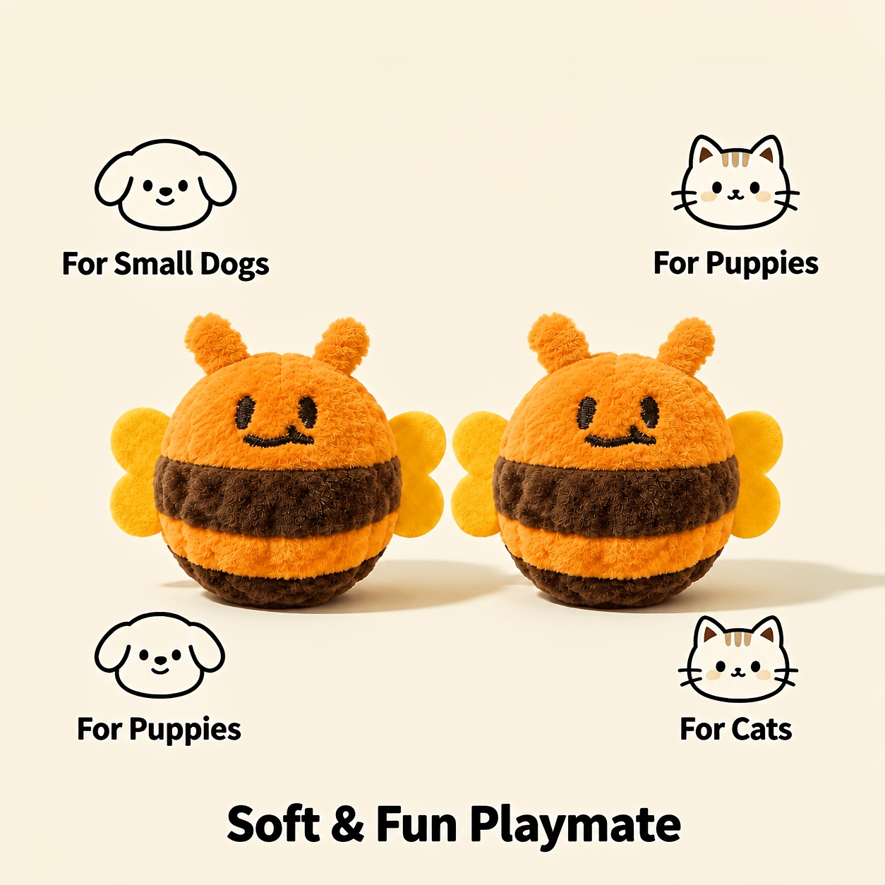 TEMU 2pcs Adorable Interactive Bouncing Sound-producing Pet Toy Balls, Available In Cute Little Or Designs. Dog Companion Toy To Boredom, Makes To