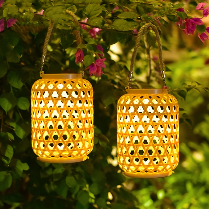 TRIROCKS Solar Stehlampe - Geflochtene Gartenlampe IP44 Wasserdicht