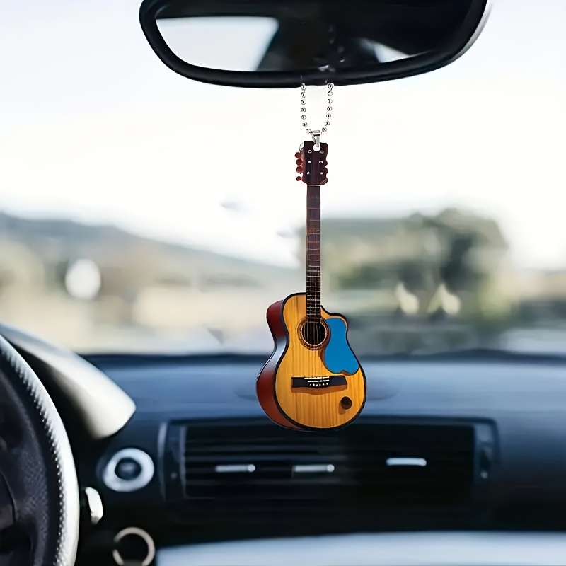 TEMU Acrylic Guitar Hanging Ornament, Miniature Guitar Pendant For Car Rearview Mirror, Festive Christmas Tree Decoration - 1pc